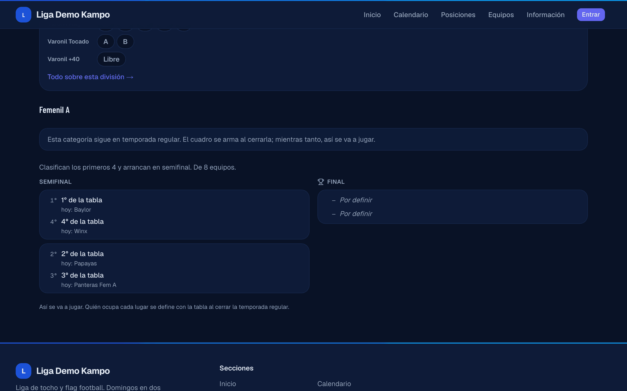 Bracket de playoffs con campeón