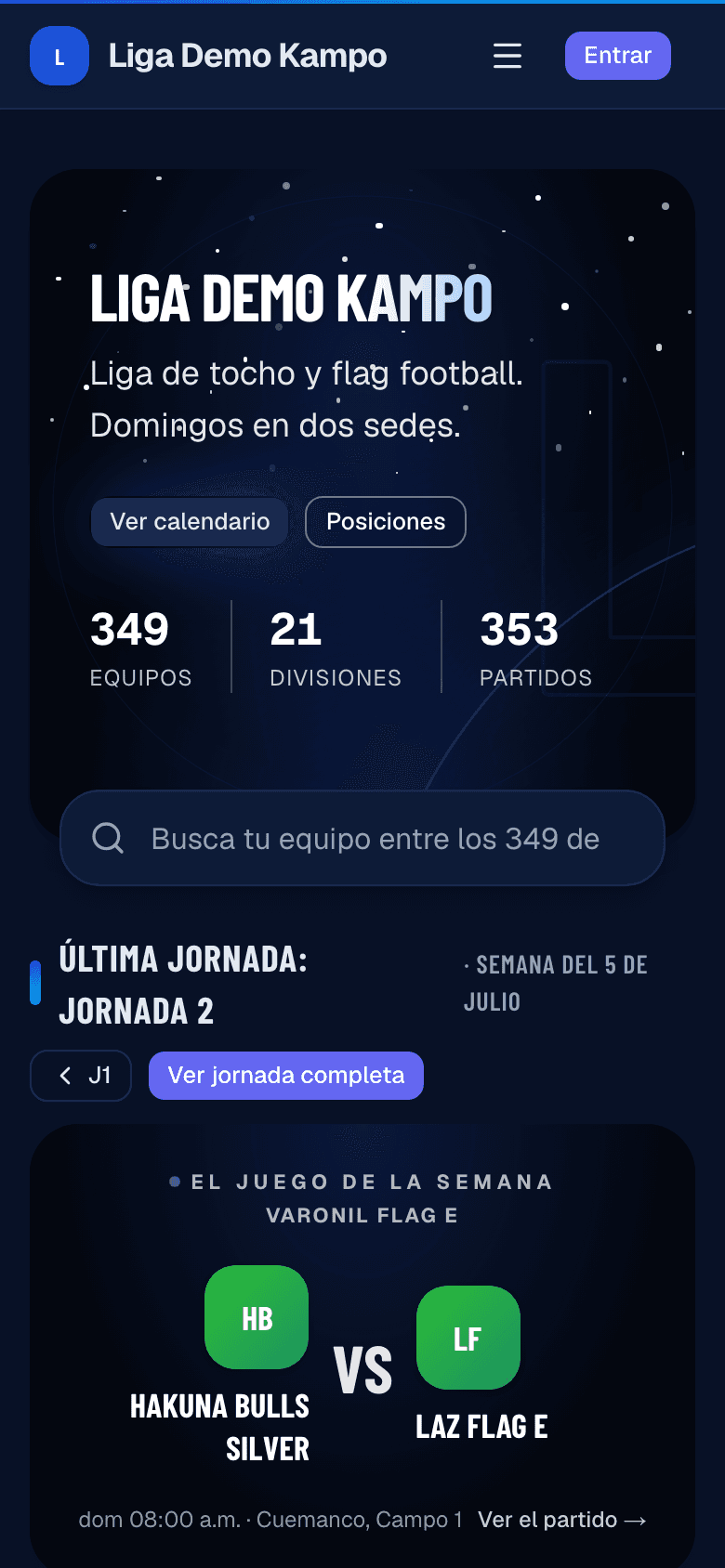 El mismo portal visto en un teléfono